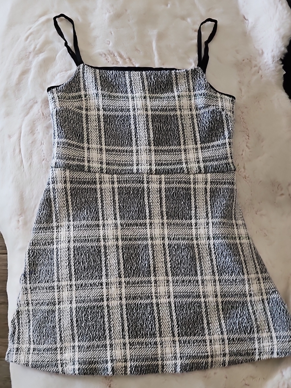 Urban Outfitters Black and White Plaid Mini Slip Dress